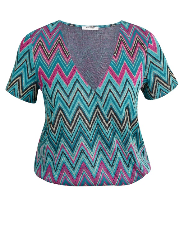 Orsay Růžovo-zelené dámské vzorované tričko ORSAY
