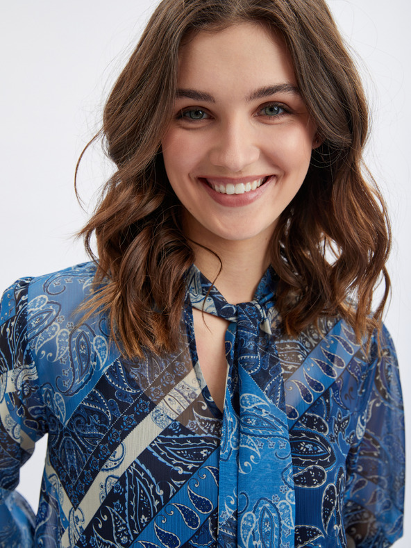 Orsay Tmavě modrá dámská vzorovaná halenka ORSAY