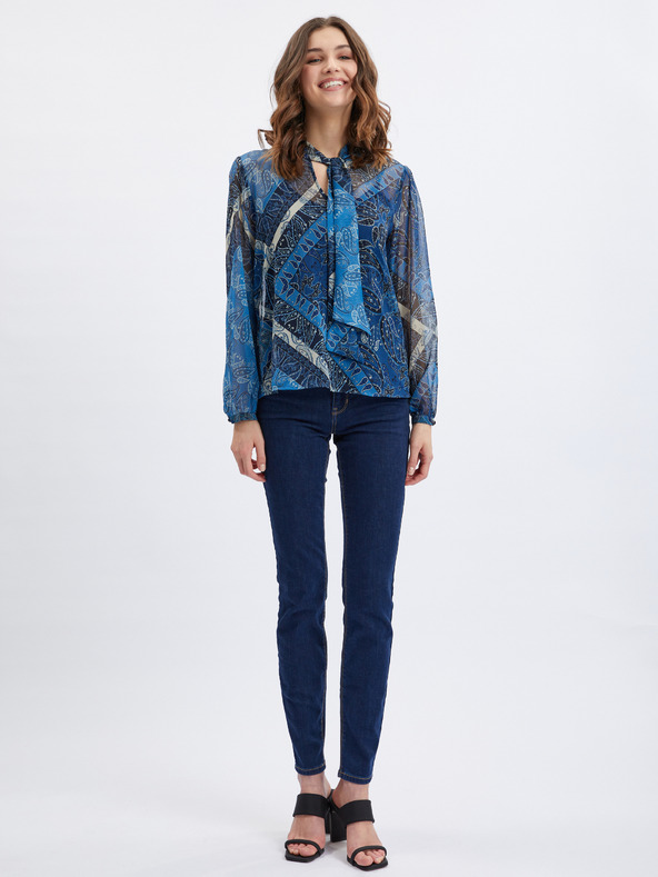 Orsay Tmavě modrá dámská vzorovaná halenka ORSAY