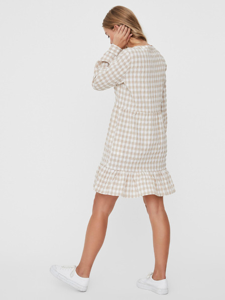 Vero Moda Bílo-béžové kostkované šaty VERO MODA Kimi