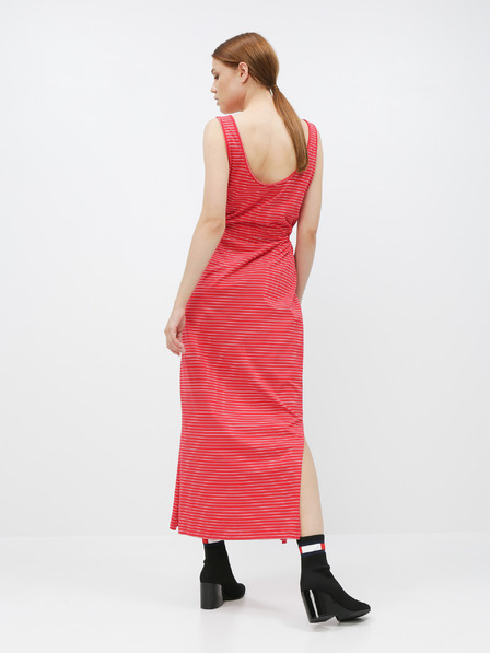Vero Moda Červené pruhované basic maxišaty s knoflíky a rozparky VERO MODA Daina