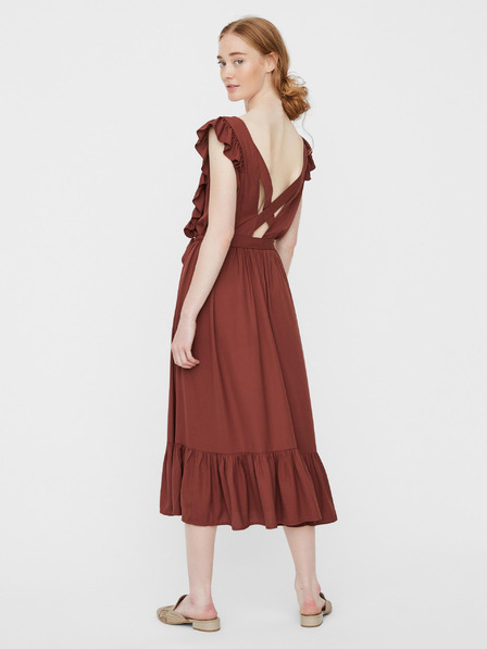 Vero Moda Hnědé  midišaty VERO MODA Odette