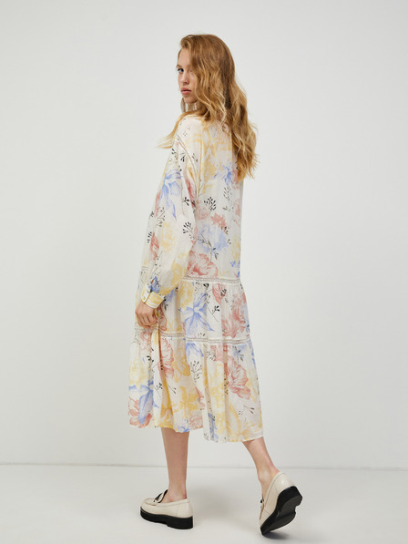 Vero Moda Krémové květované midišaty VERO MODA Sally