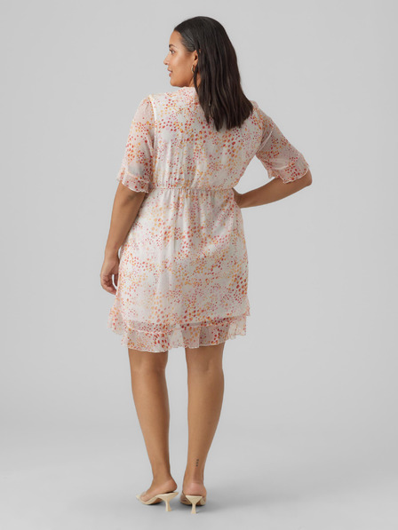 Vero Moda Curve Oranžovo-bílé dámské vzorované šaty VERO MODA CURVE Dora