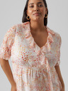 Vero Moda Curve Oranžovo-bílé dámské vzorované šaty VERO MODA CURVE Dora