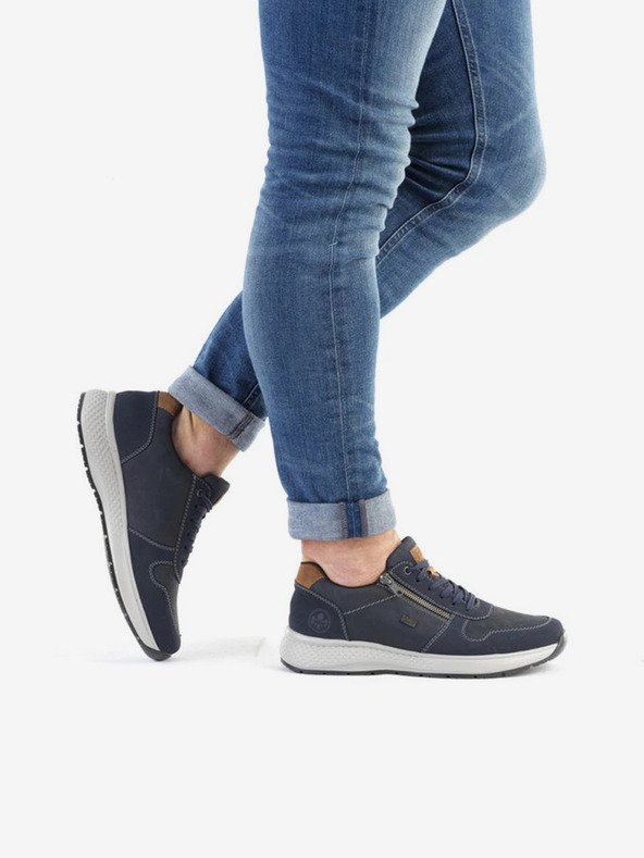 Rieker Modré pánské polobotky s koženými detaily Rieker