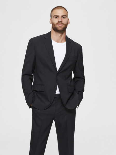 SELECTED Černé sako s příměsí vlny Selected Homme Stock