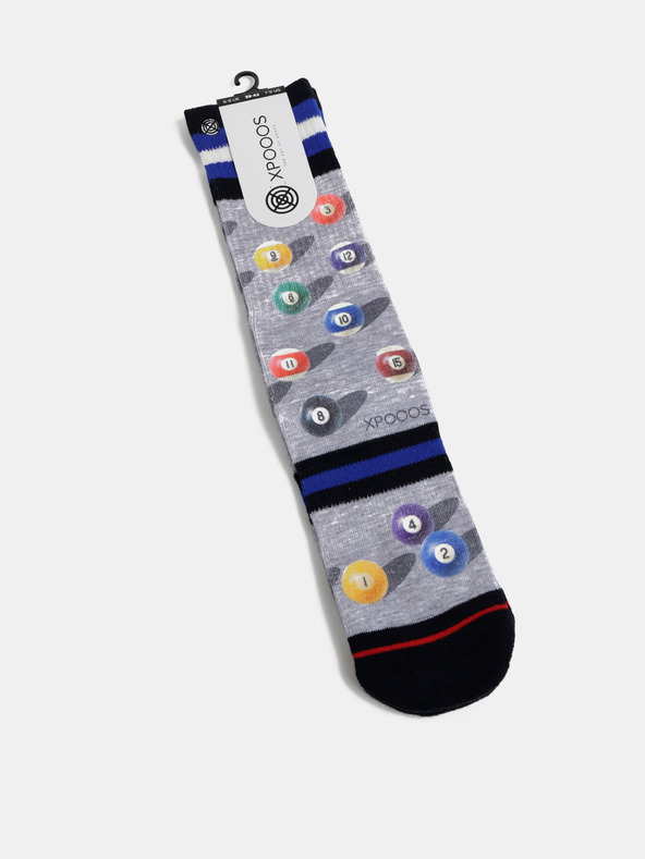 XPOOOS Šedé pánské vzorované ponožky XPOOOS