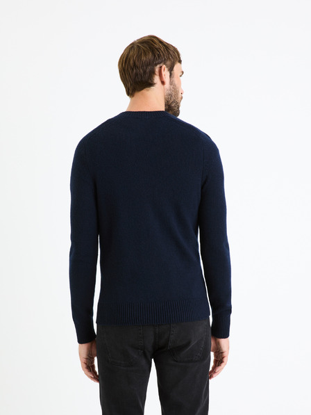 Celio Tmavě modrý pánský basic svetr Celio Cevlna