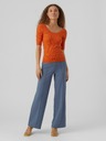 Vero Moda Oranžové dámské žebrované basic tričko VERO MODA Estela