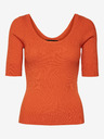 Vero Moda Oranžové dámské žebrované basic tričko VERO MODA Estela