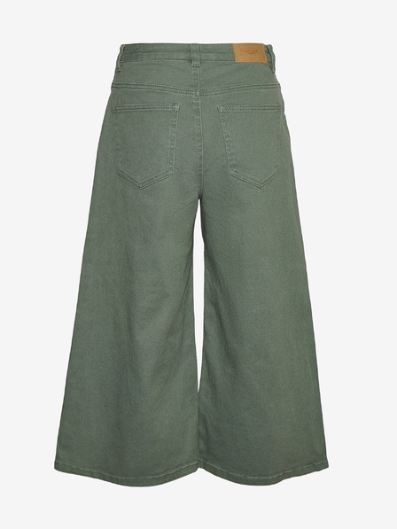 Vero Moda Zelené zkrácené široké džíny VERO MODA Clive