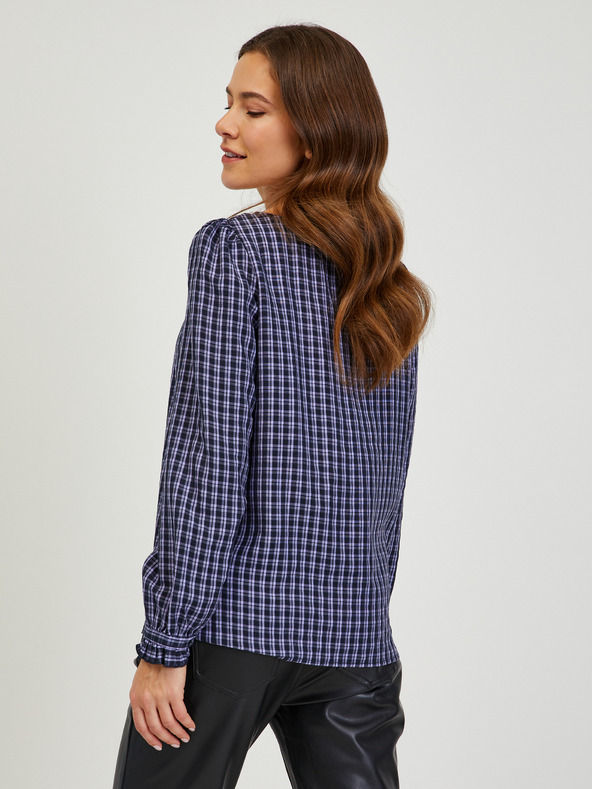 Orsay Tmavě modrá kostkovaná halenka ORSAY