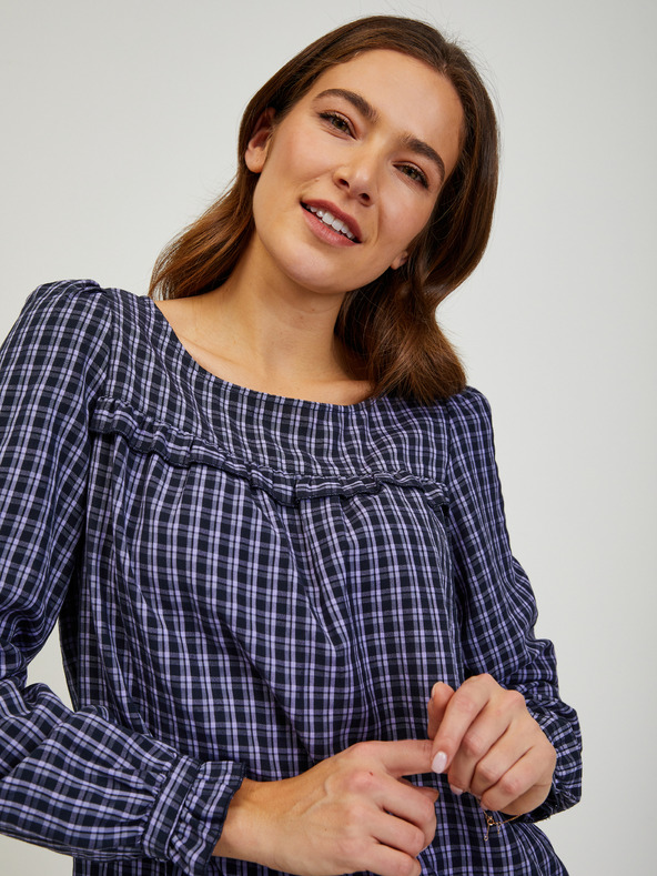 Orsay Tmavě modrá kostkovaná halenka ORSAY