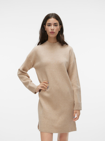 Vero Moda Béžové dámské svetrové šaty VERO MODA Goldneedle