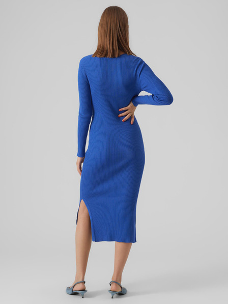 Vero Moda Modré dámské pouzdrové svetrové šaty VERO MODA Glory