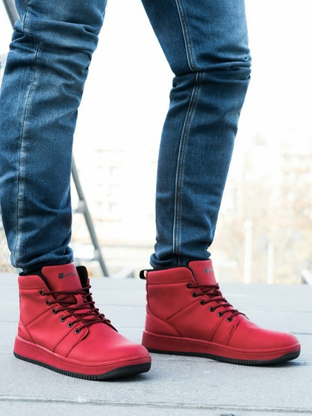 Ombre Clothing Červené pánské kotníkové tenisky T311