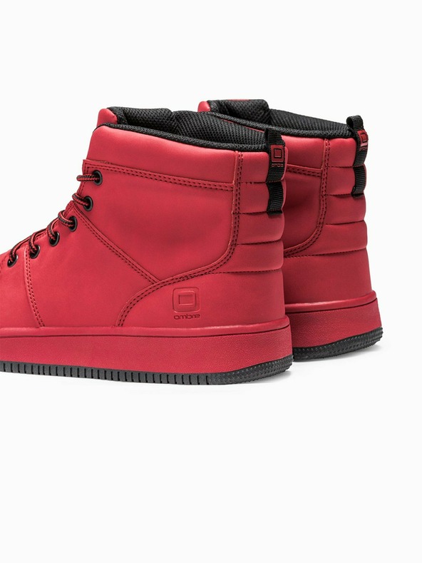 Ombre Clothing Červené pánské kotníkové tenisky T311