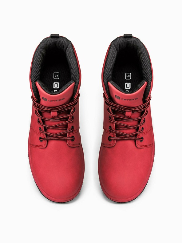 Ombre Clothing Červené pánské kotníkové tenisky T311