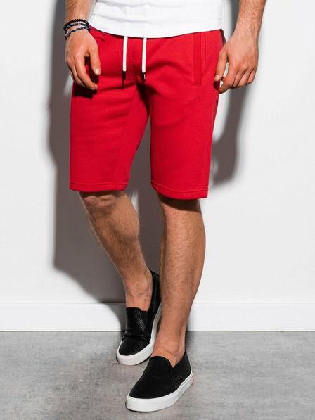 Ombre Clothing Červené pánské teplákové kraťasy W238