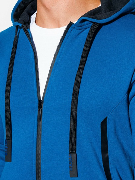 Ombre Clothing Modrá pánská mikina na zip s kapucí Ombre Clothing B1076