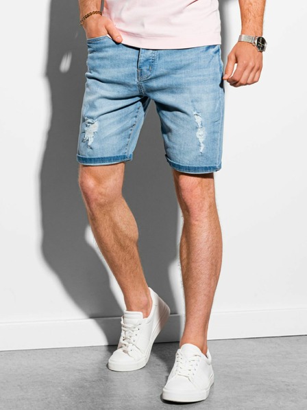 Ombre Clothing Modré pánské džínové kraťasy Ombre Clothing W311