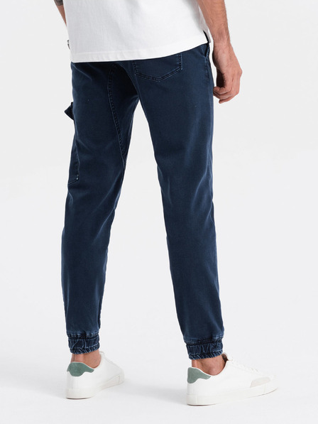 Ombre Clothing Tmavě modré pánské cargo kalhoty Ombre Clothing