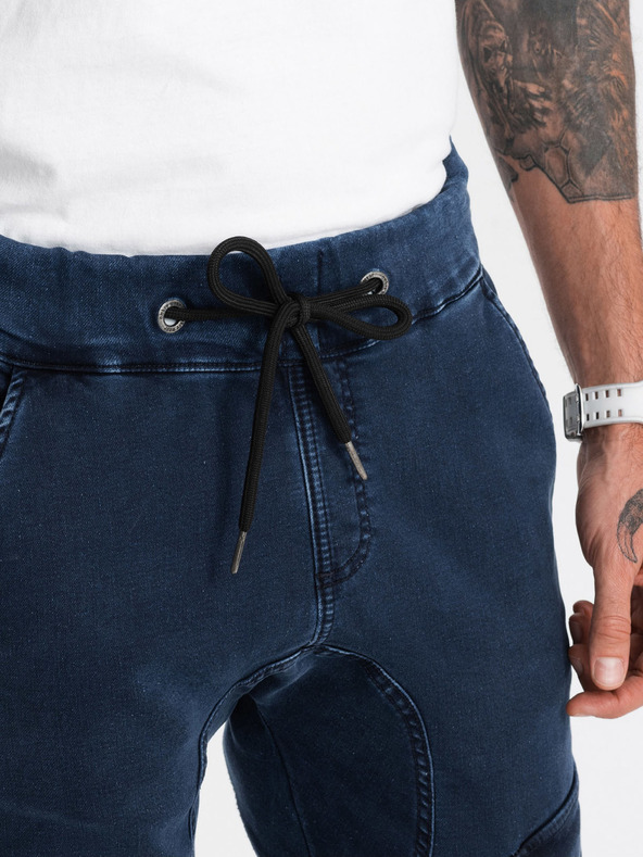 Ombre Clothing Tmavě modré pánské cargo kalhoty Ombre Clothing