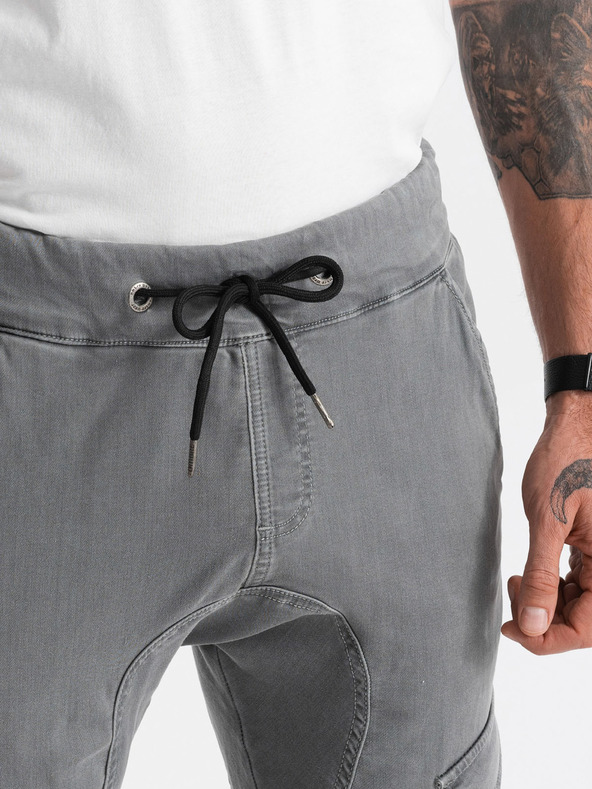 Ombre Clothing Šedé pánské cargo kalhoty Ombre Clothing