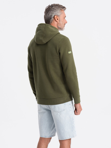 Ombre Clothing Khaki pánská mikina s kapucí Ombre Clothing