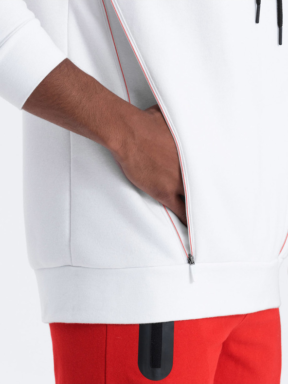 Ombre Clothing Bílá pánská mikina s kapucí Ombre Clothing