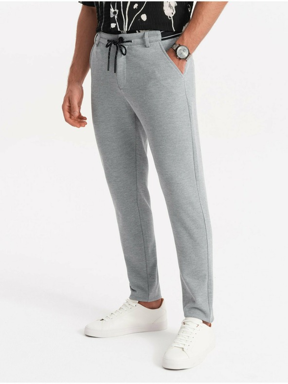Ombre Clothing Světle šedé pánské kalhoty Ombre Clothing