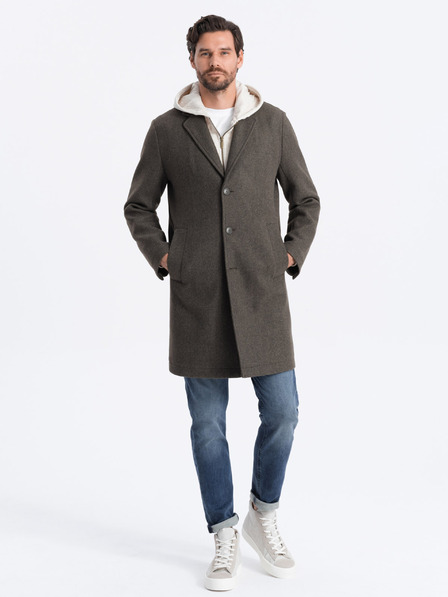 Ombre Clothing Tmavě zelený pánský lehký kabát Ombre Clothing