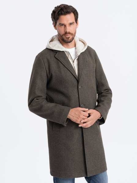 Ombre Clothing Tmavě zelený pánský lehký kabát Ombre Clothing