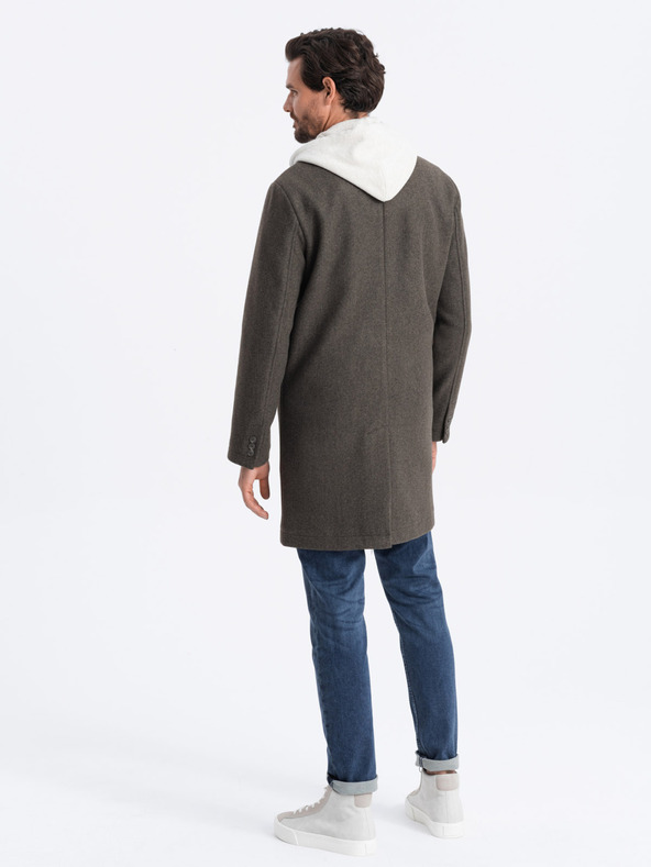 Ombre Clothing Tmavě zelený pánský lehký kabát Ombre Clothing