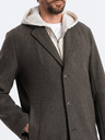 Ombre Clothing Tmavě zelený pánský lehký kabát Ombre Clothing