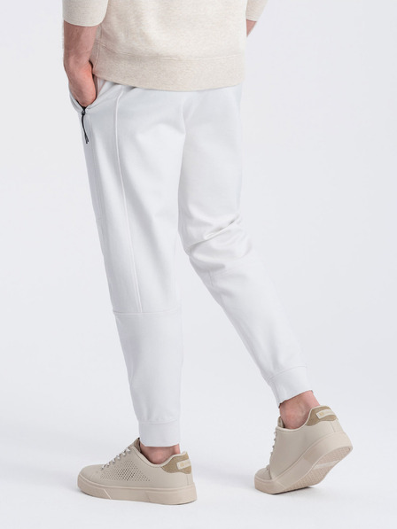 Ombre Clothing Bílé pánské basic tepláky Ombre Clothing