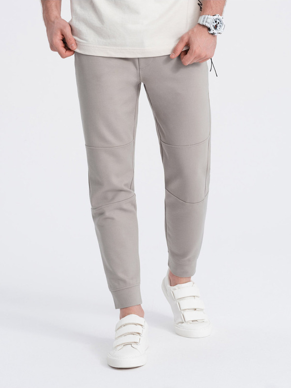 Ombre Clothing Béžové pánské basic tepláky Ombre Clothing