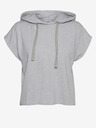 Vero Moda Světle šedá žíhaná mikina s krátkým rukávem a kapucí VERO MODA Renew
