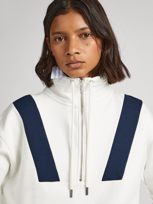 Pepe Jeans Bílá dámská mikina na zip Pepe Jeans Celia