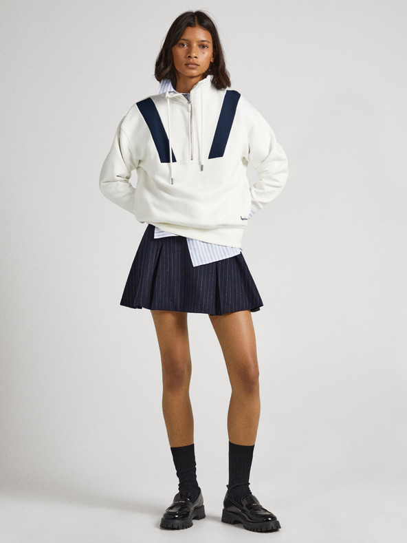 Pepe Jeans Bílá dámská mikina na zip Pepe Jeans Celia
