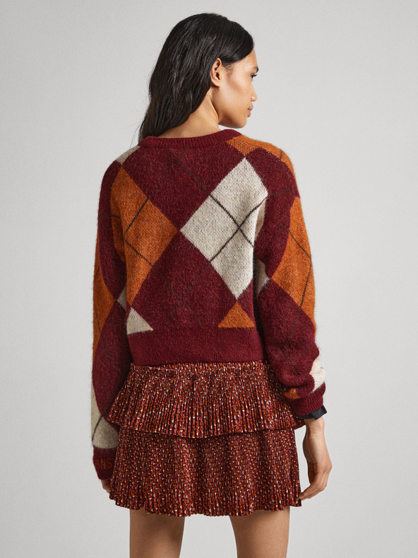 Pepe Jeans Vínový dámský vzorovaný svetr s příměsí alpaky Pepe Jeans Eliot