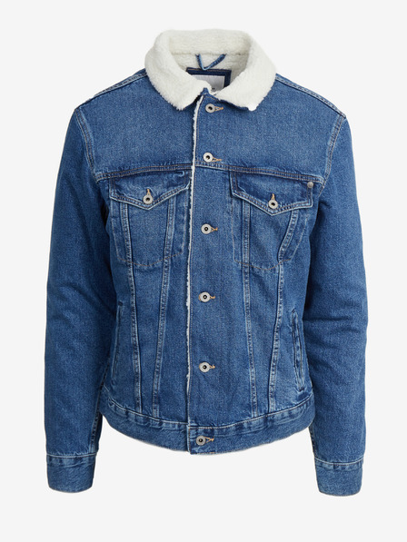 Pepe Jeans Modrá pánská džínová bunda s umělým kožíškem Pepe Jeans Pinner DLX