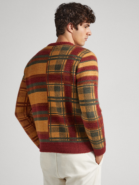 Pepe Jeans Cihlový pánský vzorovaný svetr Pepe Jeans Stenet