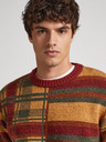 Pepe Jeans Cihlový pánský vzorovaný svetr Pepe Jeans Stenet