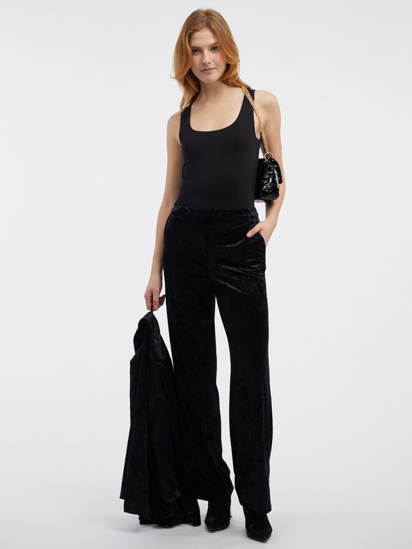 Orsay Černé dámské sametové kalhoty ORSAY