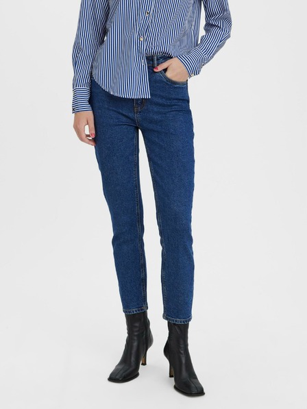 Vero Moda Tmavě modré dámské zkrácené straight fit džíny VERO MODA Brenda