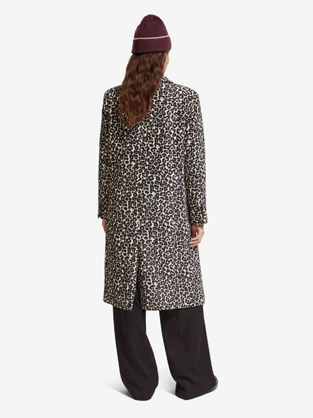 Scotch & Soda Hnědý dámský zimní kabát s leopardím vzorem Scotch & Soda