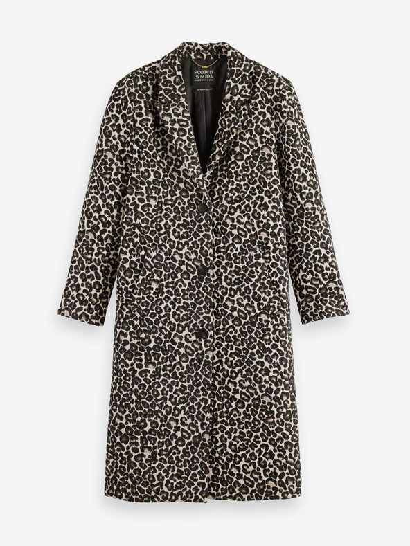 Scotch & Soda Hnědý dámský zimní kabát s leopardím vzorem Scotch & Soda