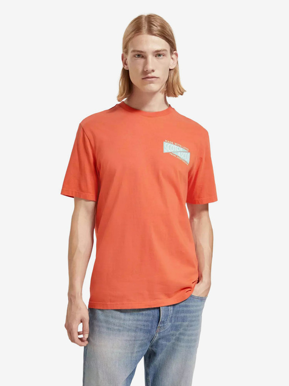 Scotch & Soda Oranžové pánské tričko Scotch & Soda